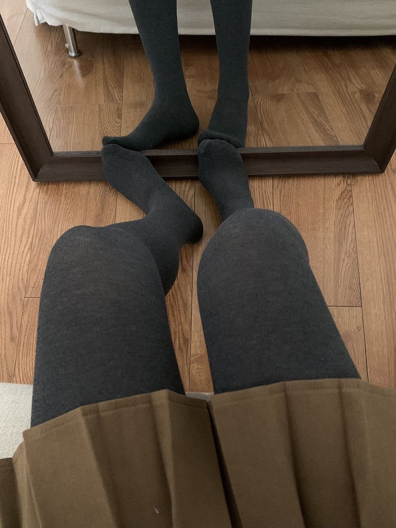 黑/灰 高腰羊脂绒连裤袜Winter Essential Pantyhose
