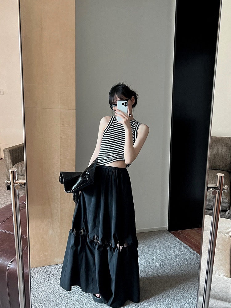 极简黑白条纹背心Sleeveless Knit Vest