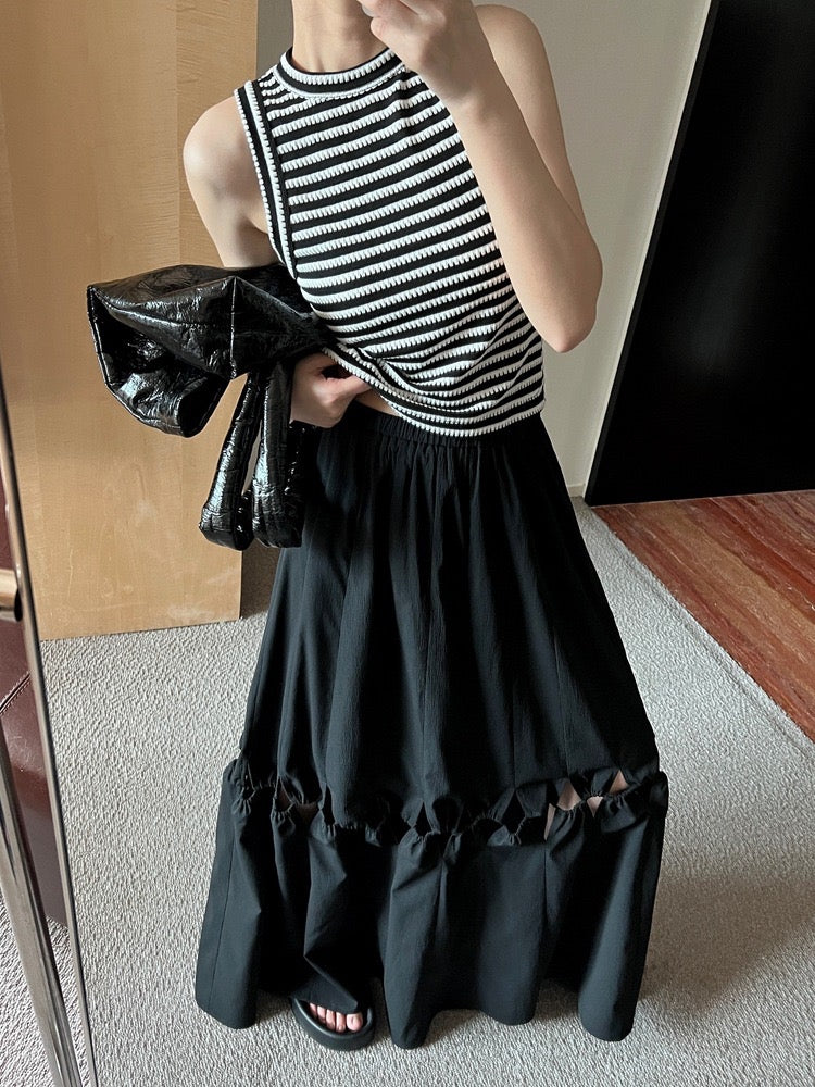 极简黑白条纹背心Sleeveless Knit Vest