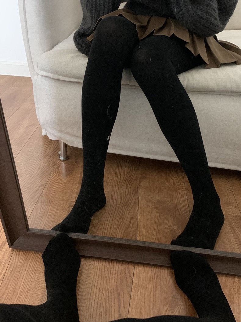 黑/灰 高腰羊脂绒连裤袜Winter Essential Pantyhose