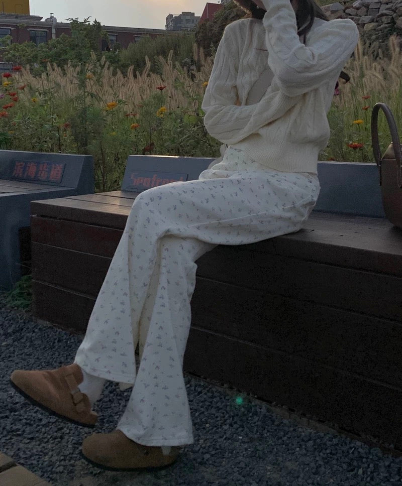 韩系碎花牛仔裤Floral Print Jeans