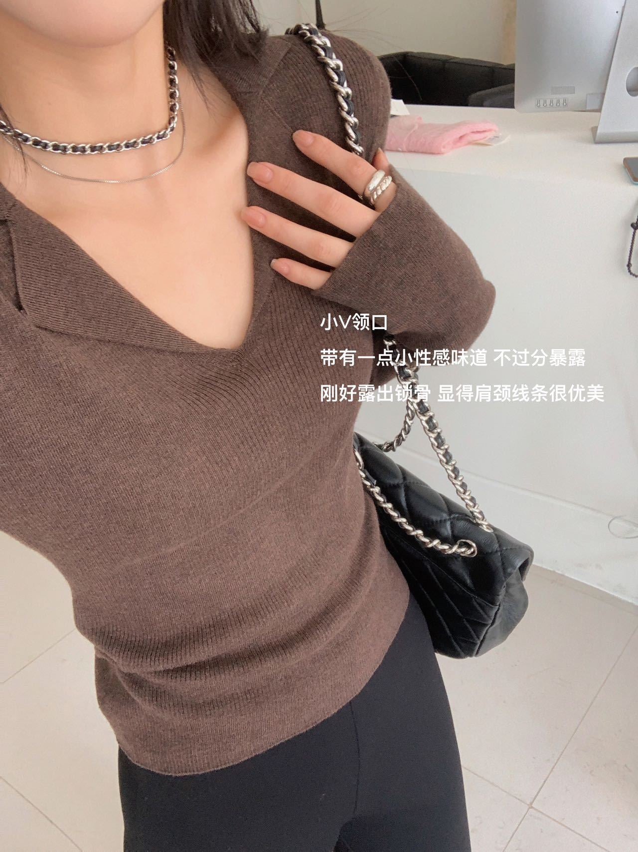 【女主气质】翻領polo针织衫