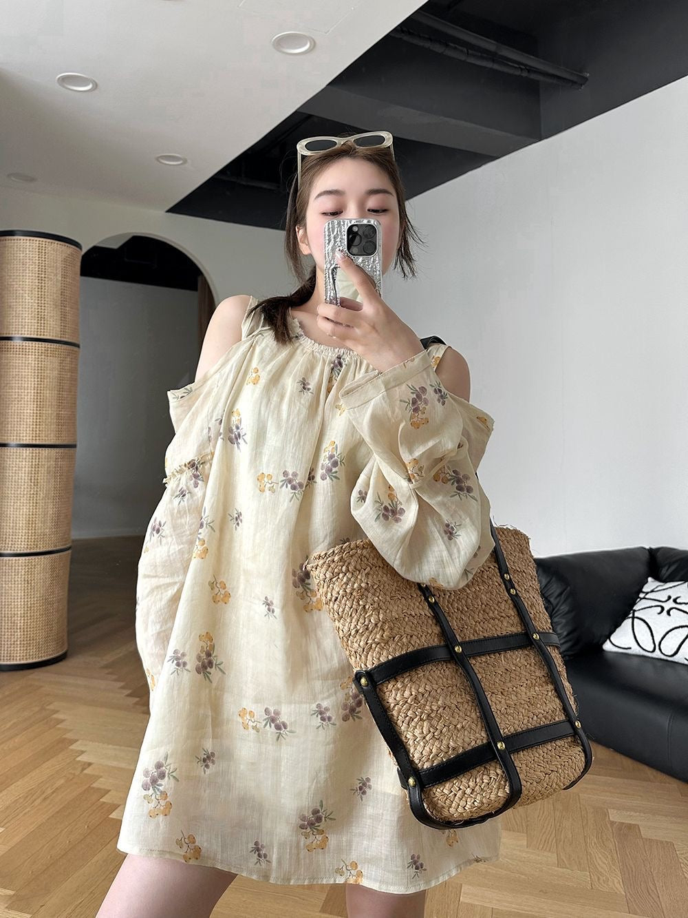 亚麻花朵衬衫裙Linen Floral Dress