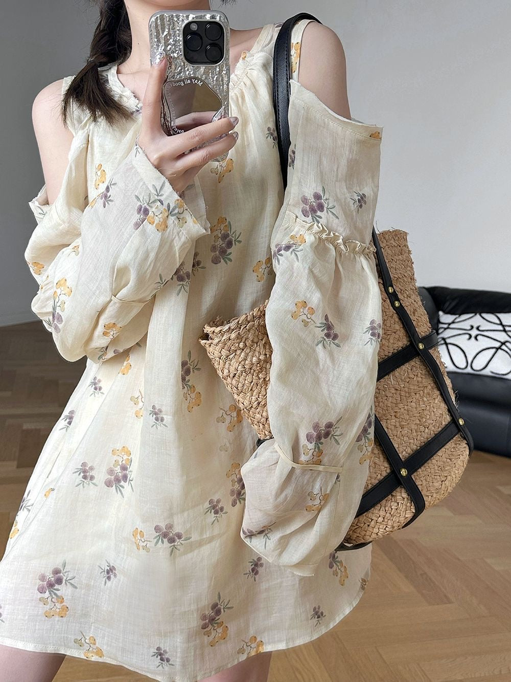亚麻花朵衬衫裙Linen Floral Dress