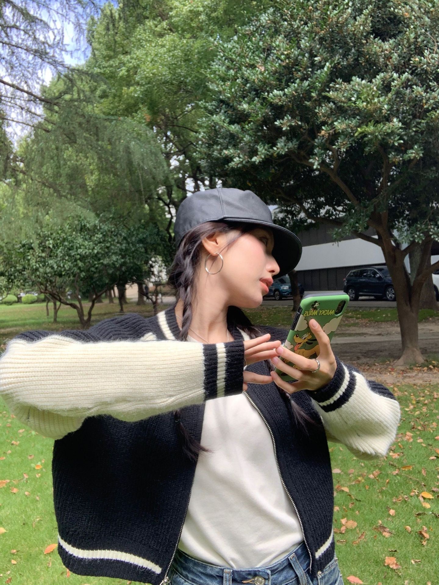 复古撞色短款厚针织外套Vintage Clash Chunky Knit Jacket