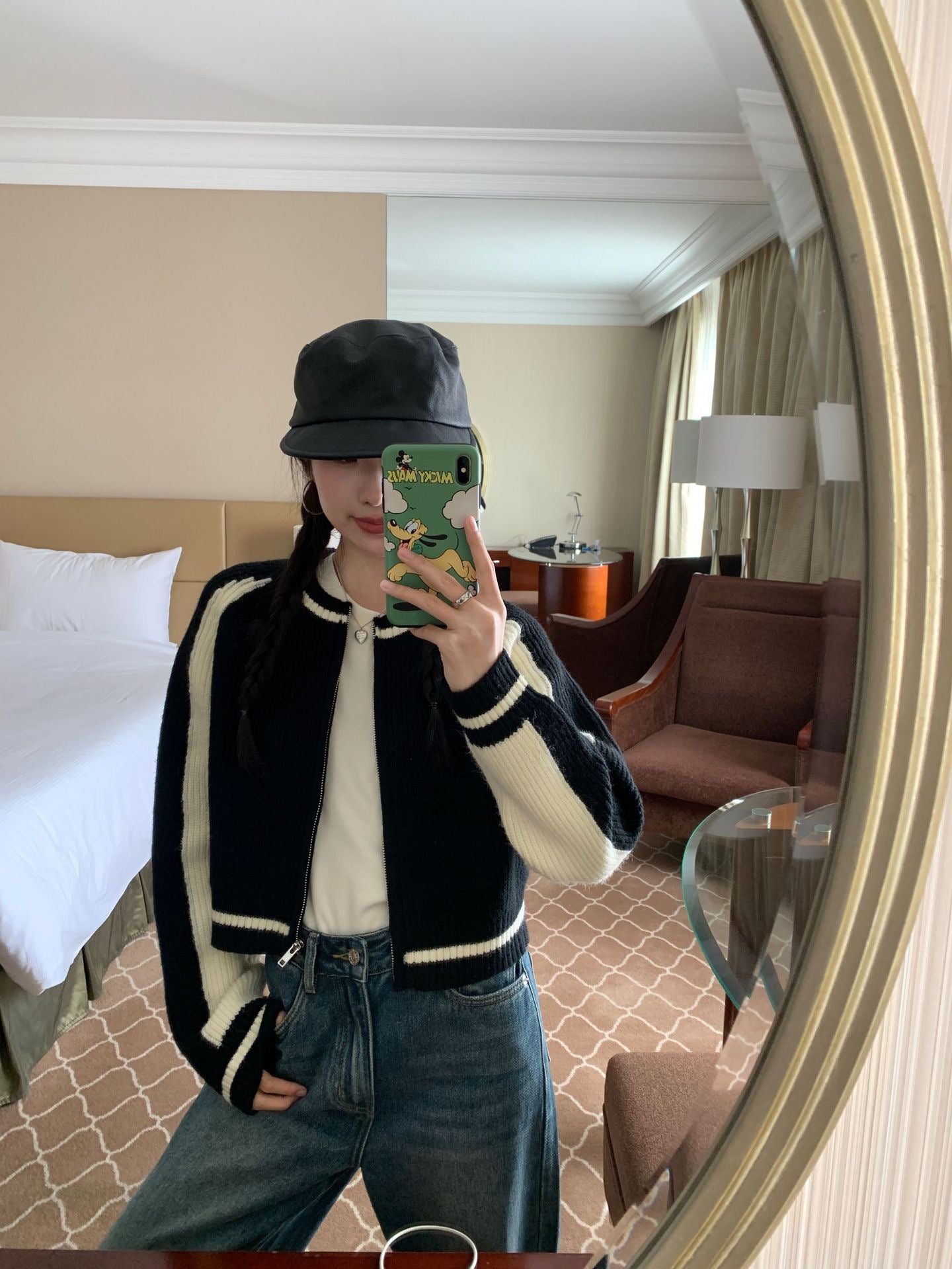 复古撞色短款厚针织外套Vintage Clash Chunky Knit Jacket