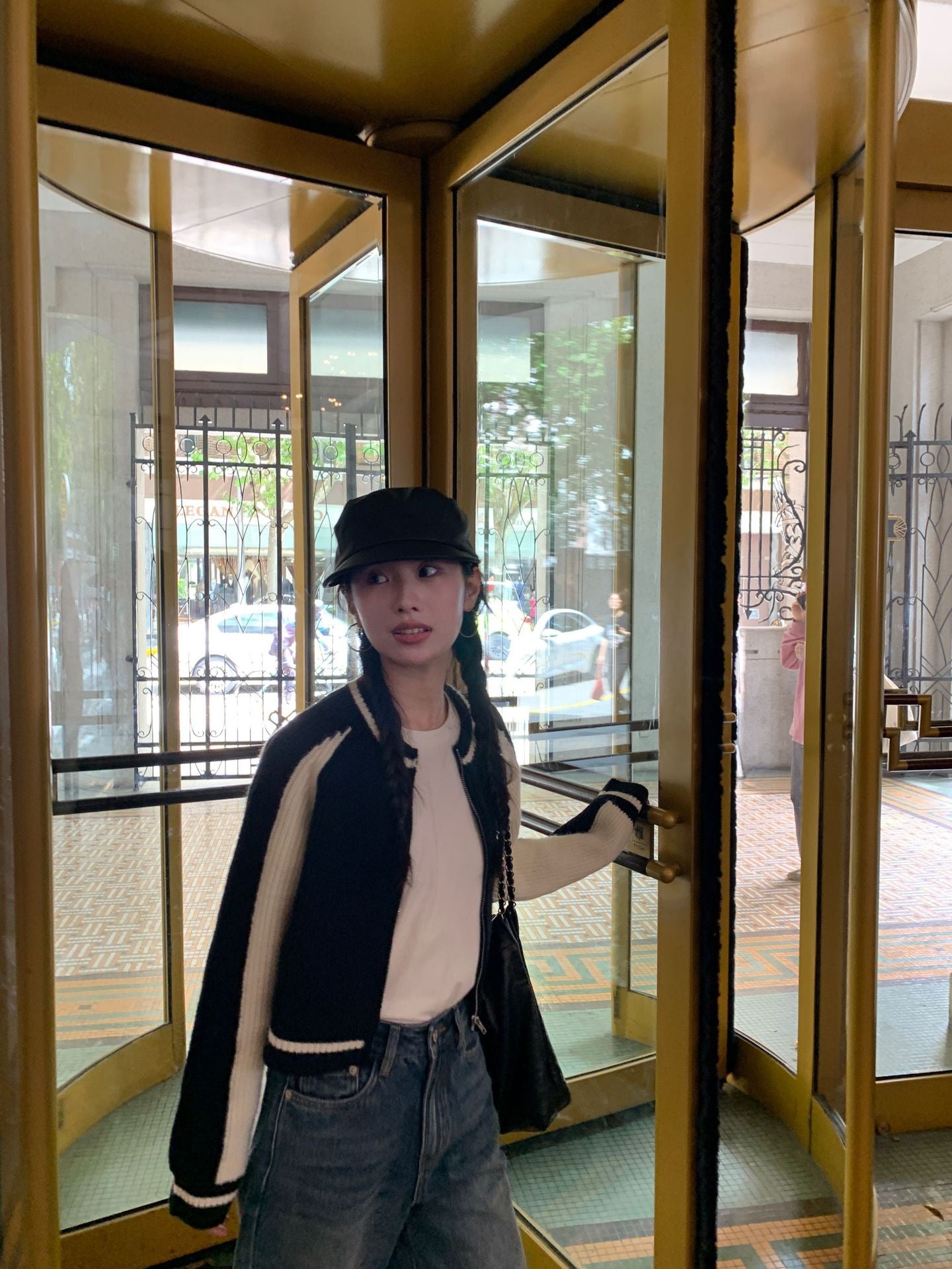 复古撞色短款厚针织外套Vintage Clash Chunky Knit Jacket