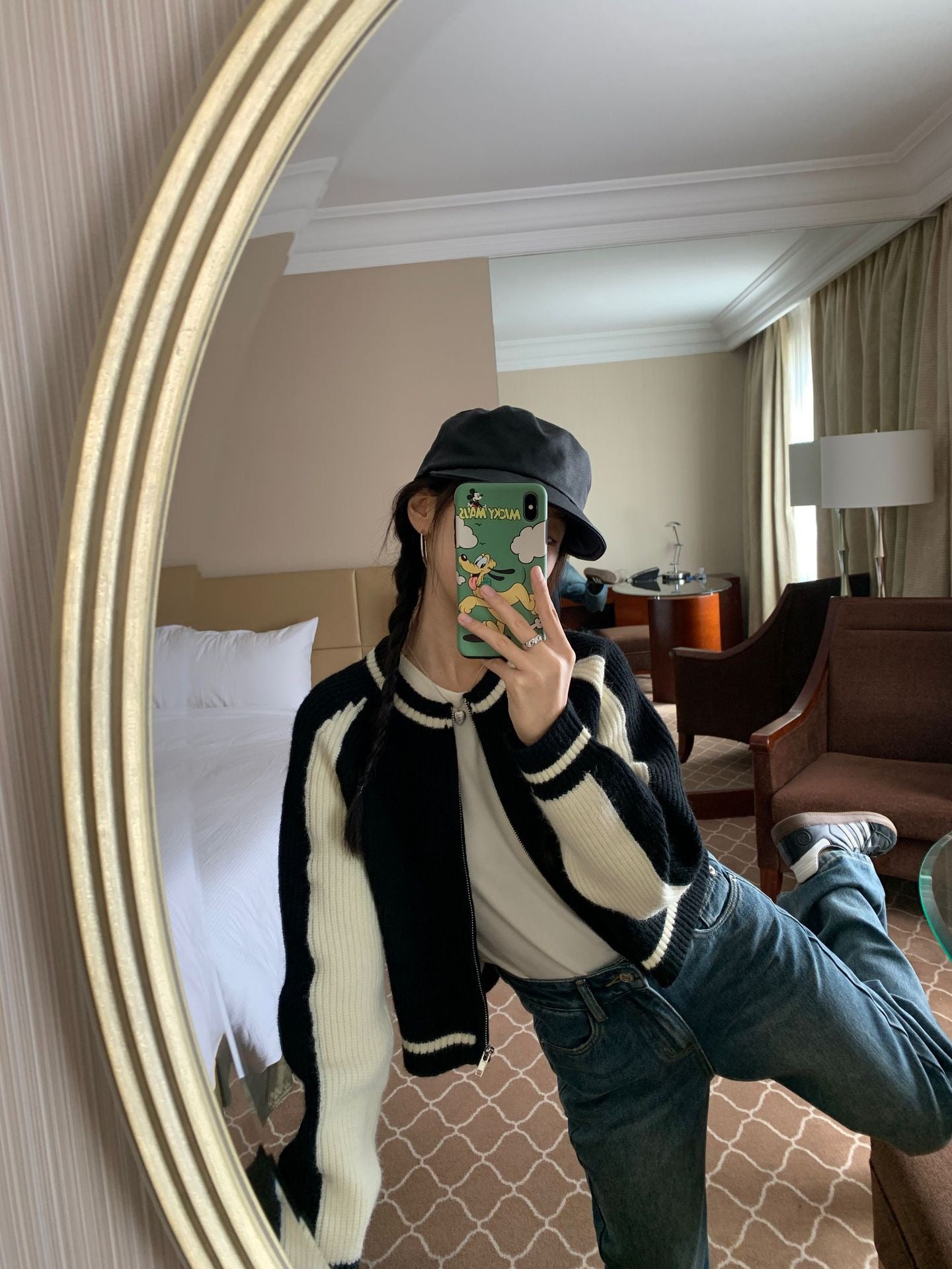 复古撞色短款厚针织外套Vintage Clash Chunky Knit Jacket