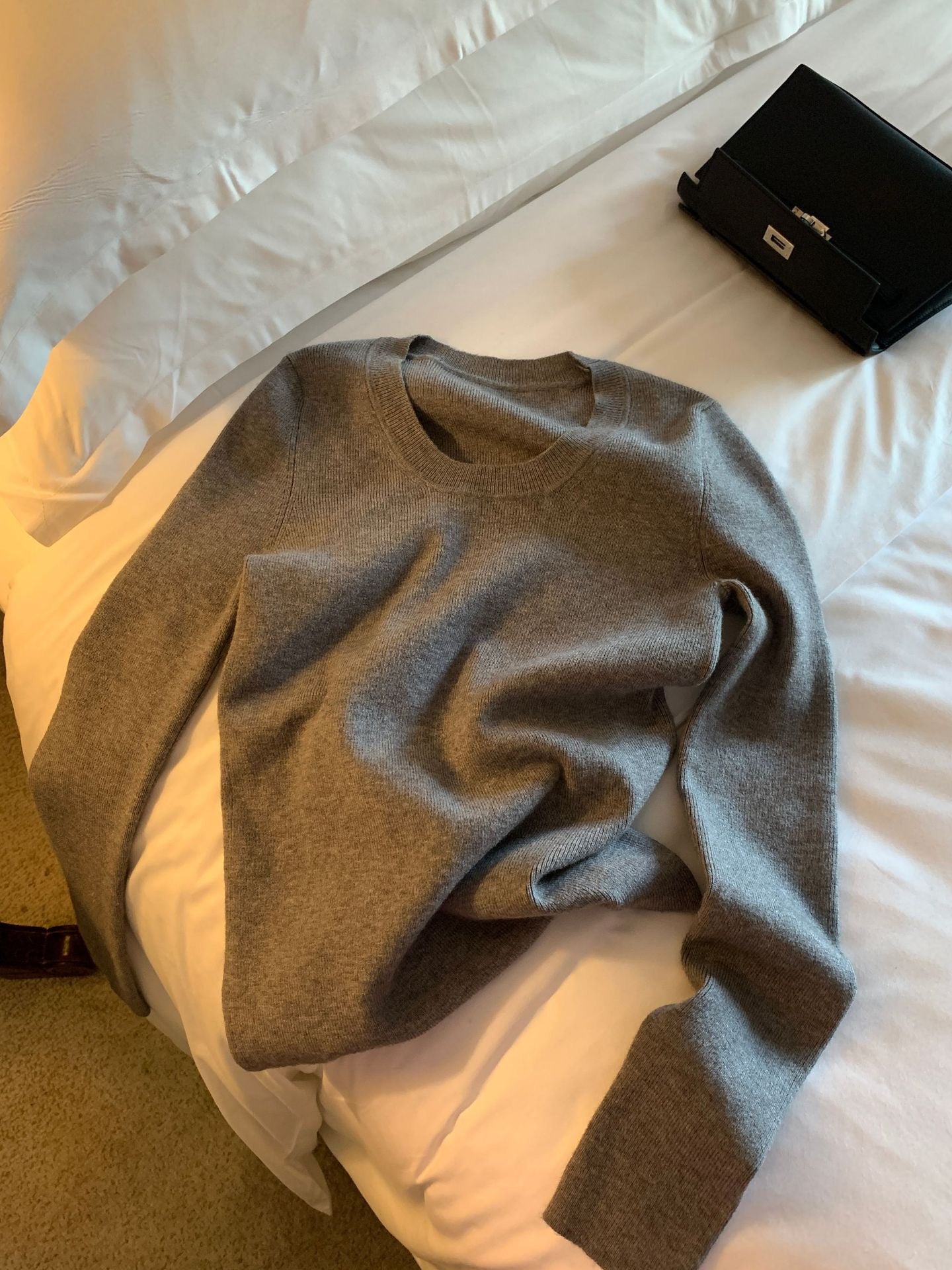 「纸片人内搭」软糯圆领修身打底衫 Soft Round Neck Slim Bottom Shirt