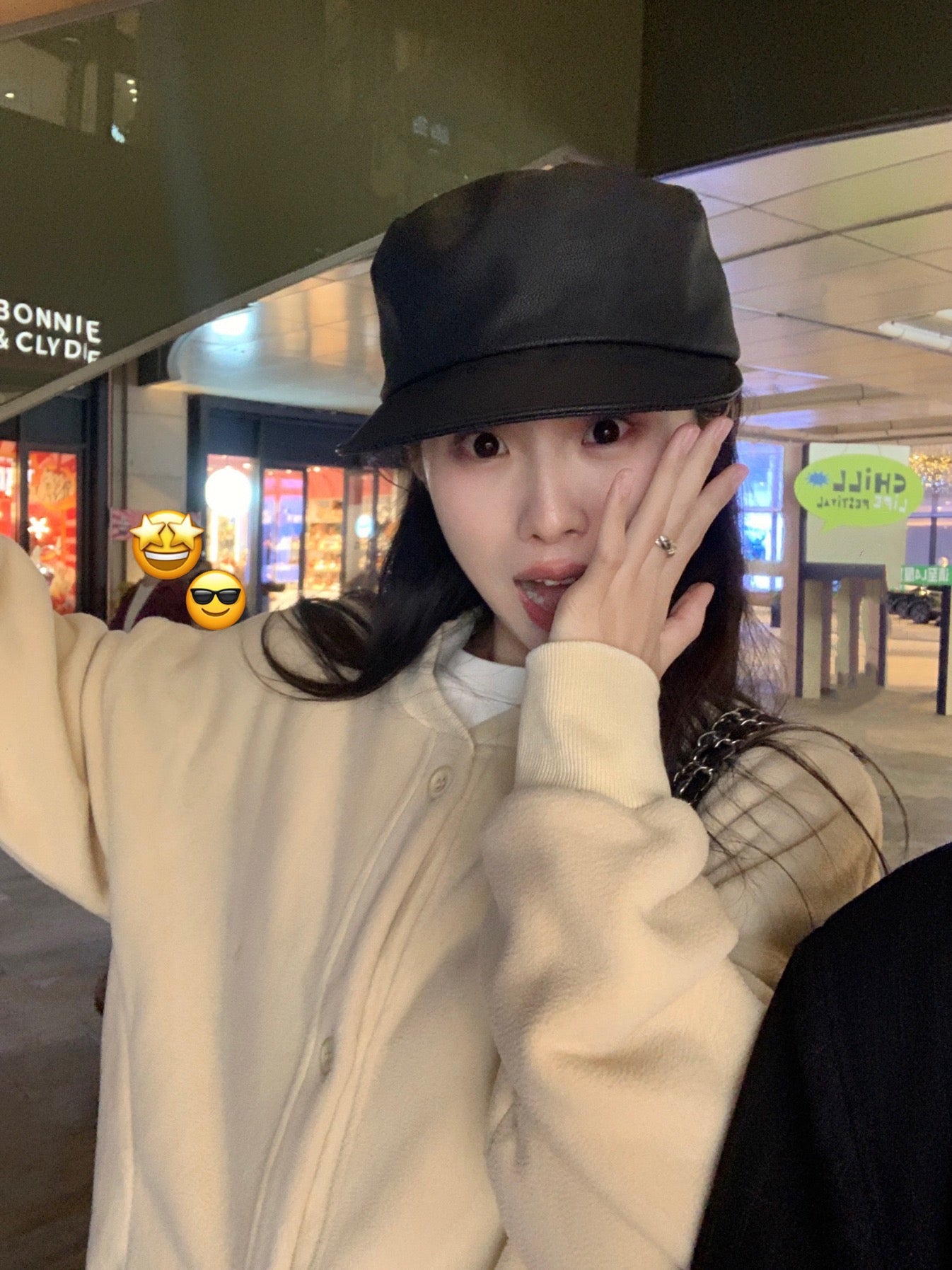 摇粒绒刺绣单排扣卫衣外套Sweatshirt Jacket in Rocker Fleece