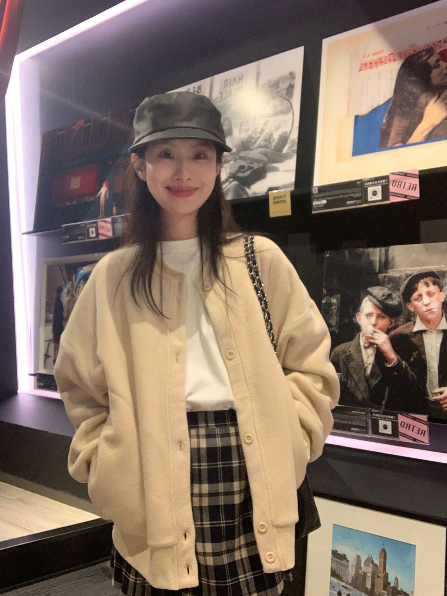 摇粒绒刺绣单排扣卫衣外套Sweatshirt Jacket in Rocker Fleece