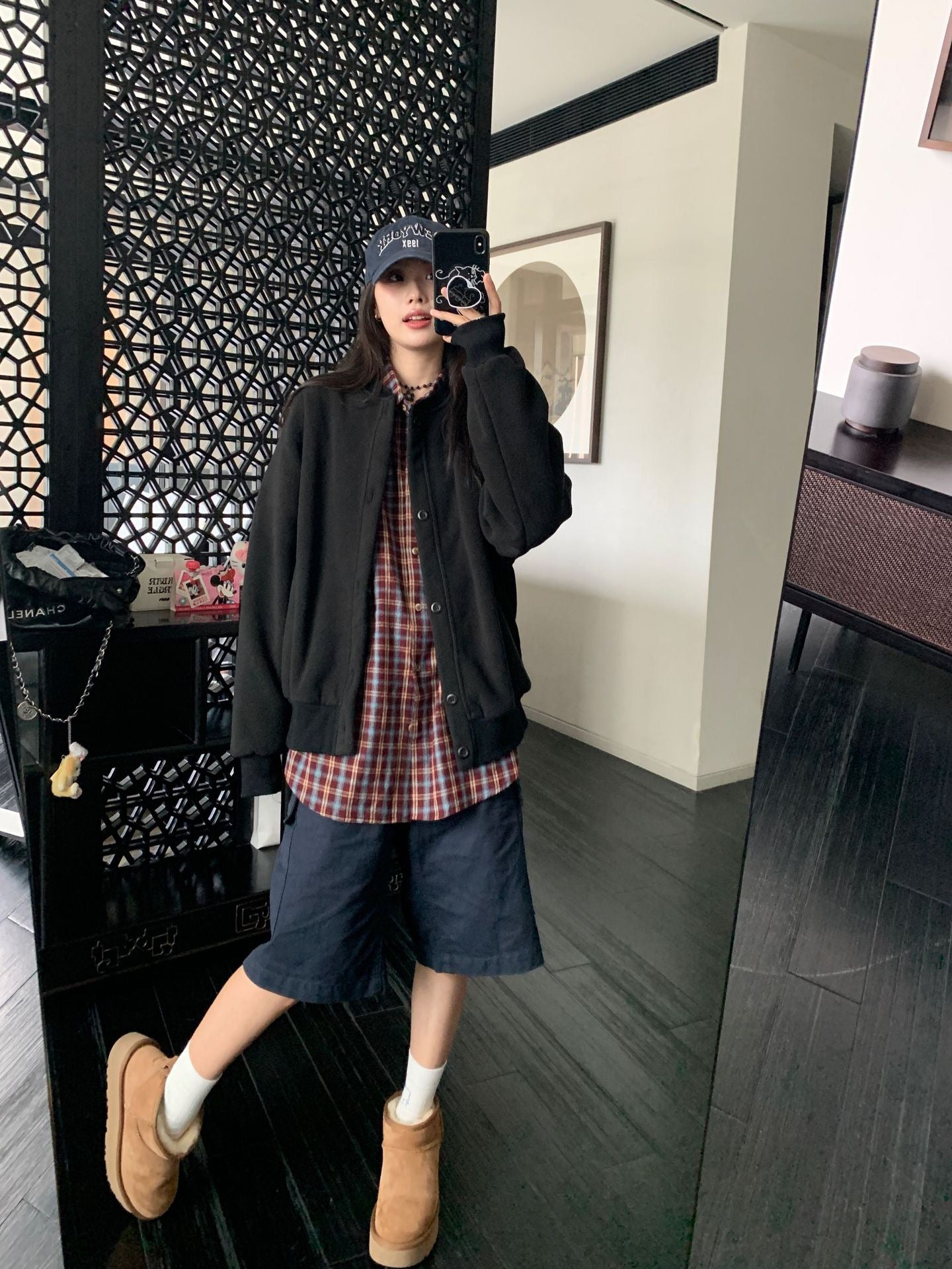 摇粒绒刺绣单排扣卫衣外套Sweatshirt Jacket in Rocker Fleece