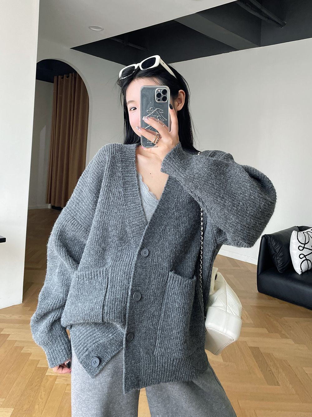格雷系温柔慵懒针织套装Gray lazy knitting suit