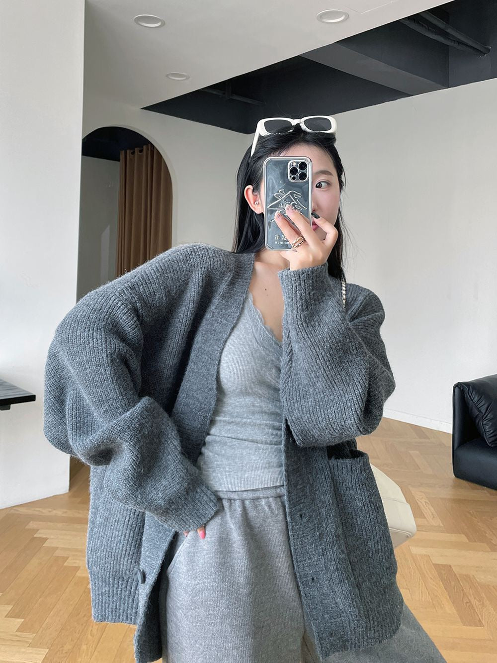 格雷系温柔慵懒针织套装Gray lazy knitting suit