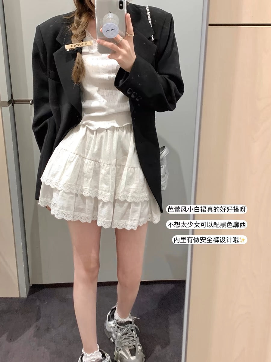 月光芭蕾小白裙少女感Moonlight Ballet Mini Skirt