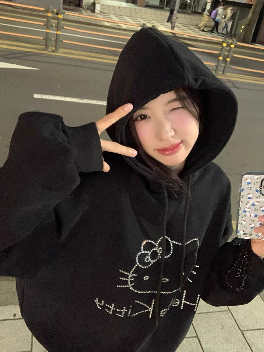 kitty印花加绒套头卫衣kitty print padded pullover jumper