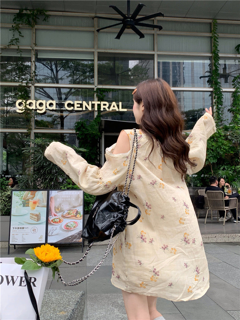 亚麻花朵衬衫裙Linen Floral Dress