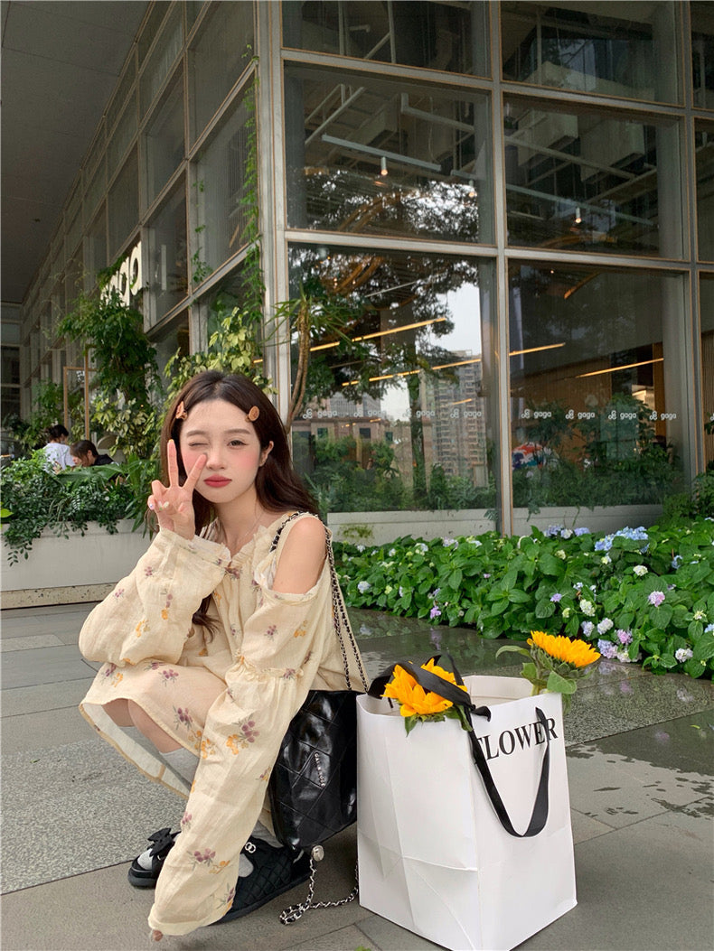 亚麻花朵衬衫裙Linen Floral Dress