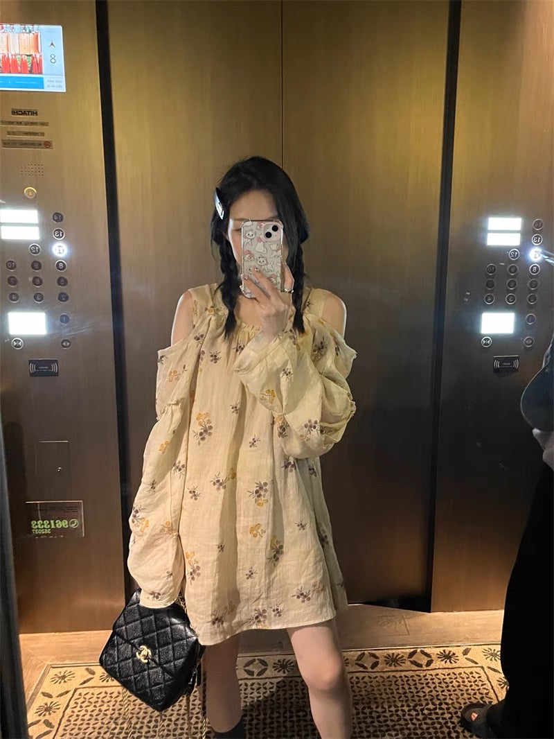 亚麻花朵衬衫裙Linen Floral Dress