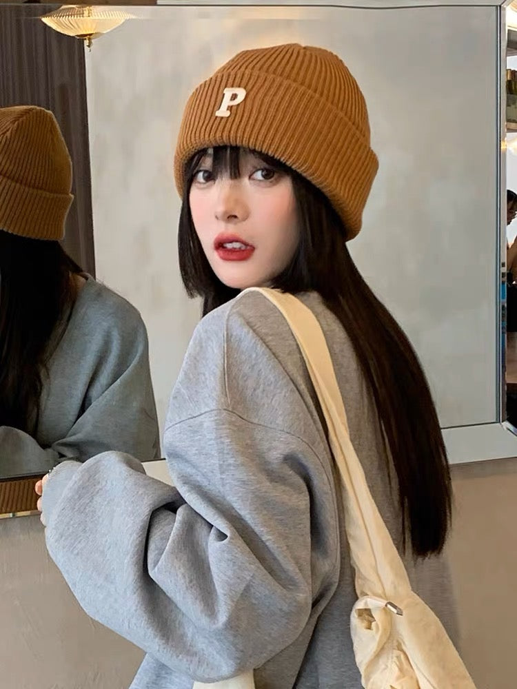 保暖字母毛线冷帽Alphabet Knitted Beanie