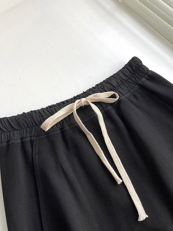 暗黑风抽绳半裙Black Drawstring skirt