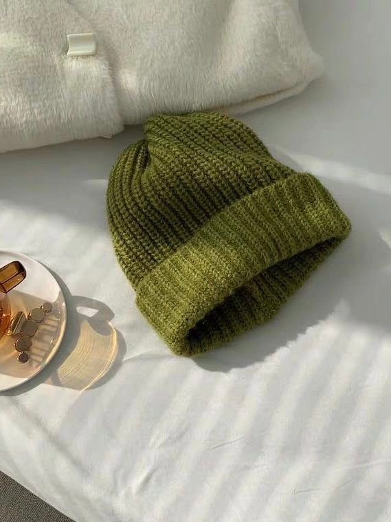 大头围显脸小针织帽Sheen Green Knitted Beanie