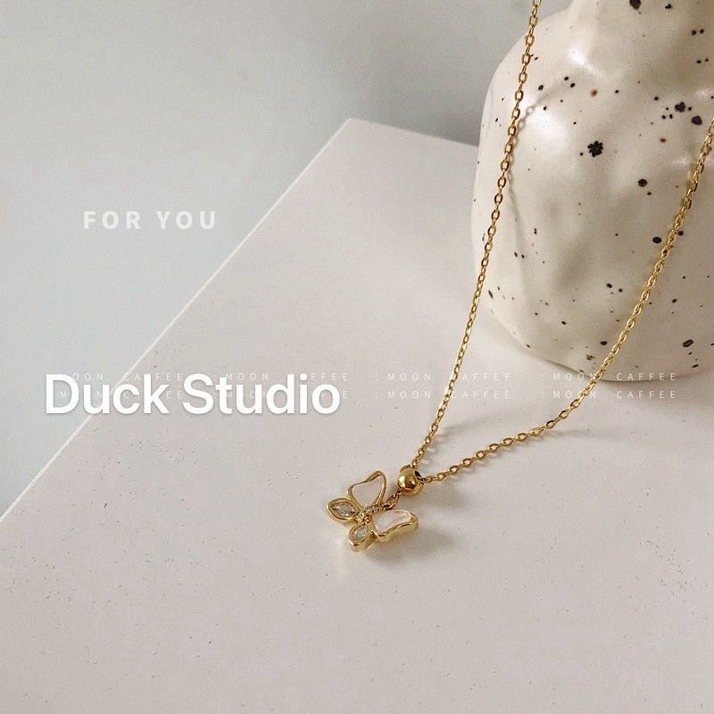 Gold Plated Gemstone Butterfly Necklace