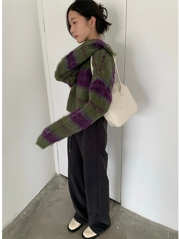韩系撞色短款毛衣Unmatched Colour Sweater