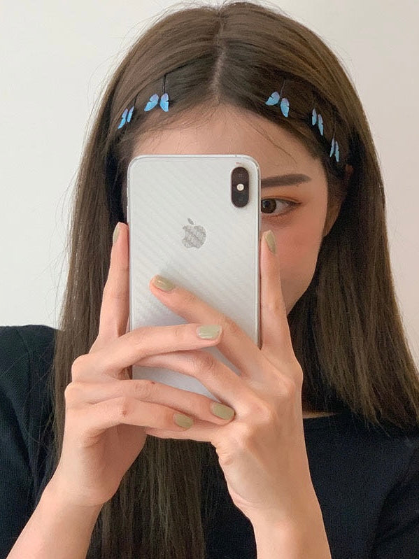 蓝色蝴蝶结发夹Blue Butterfly Hair Clip Set