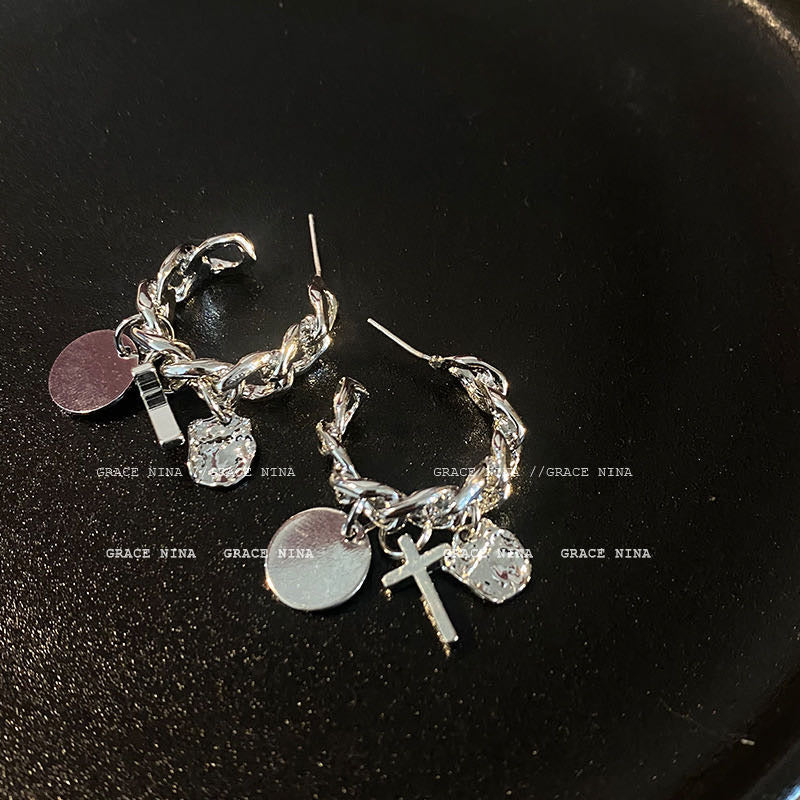 Silver C Hoop Earrings