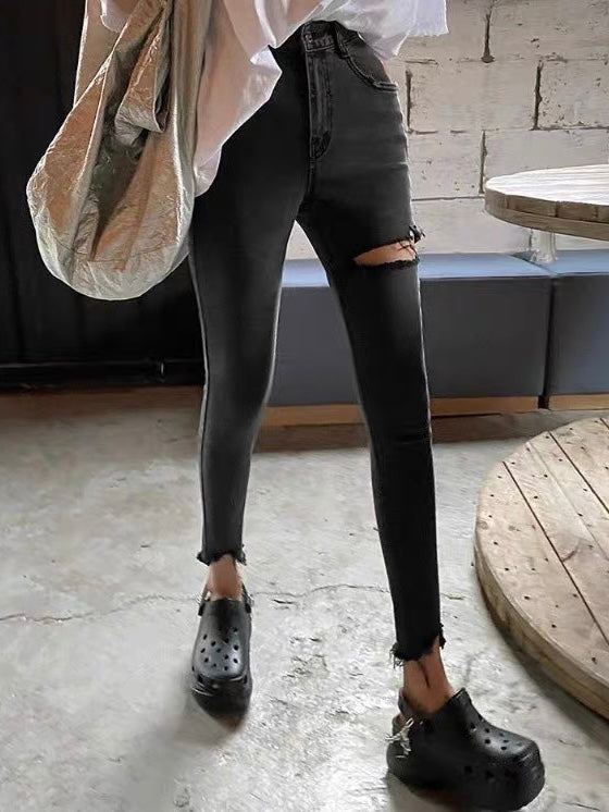 BFCM*50%OFF_修身破洞九分牛仔裤Ripped Skinny jean