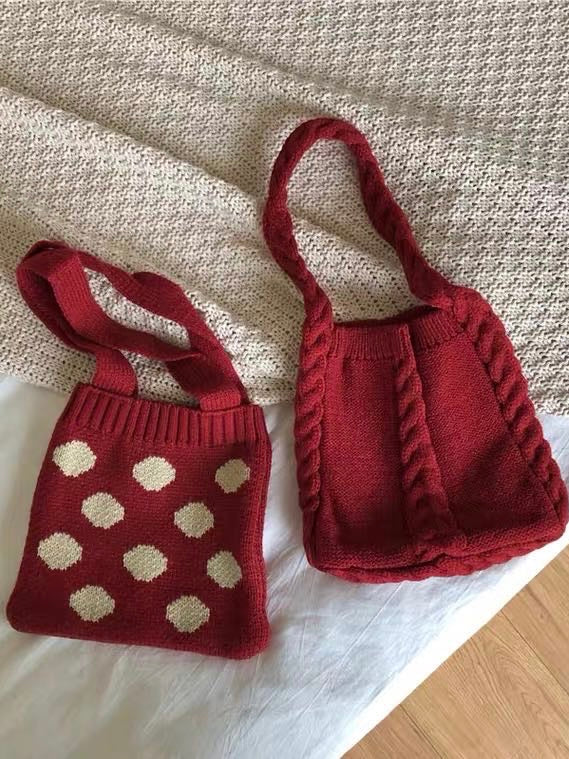 红色爱心针织迷你托特Red Tote Bag