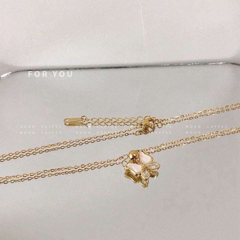 Gold Plated Gemstone Butterfly Necklace