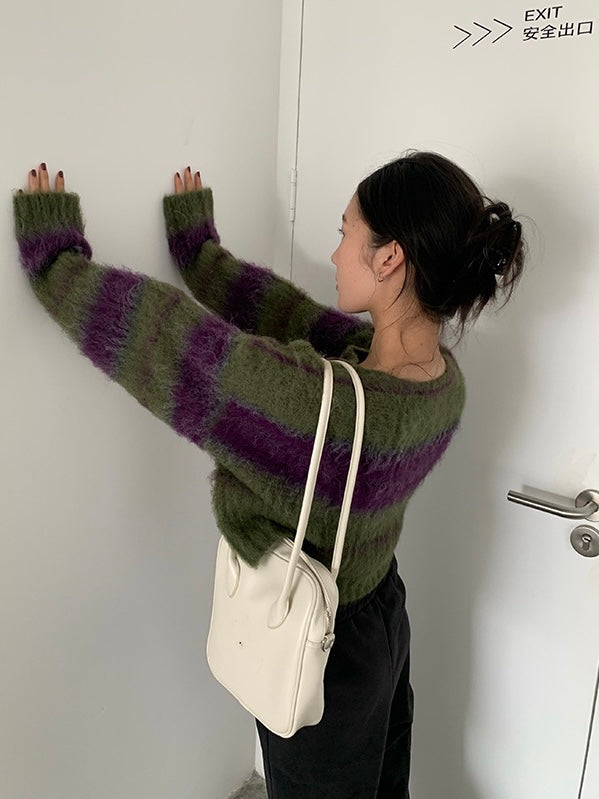 韩系撞色短款毛衣Unmatched Colour Sweater