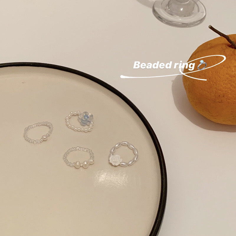 美腻珍珠串珠戒指Pearl Ring Set