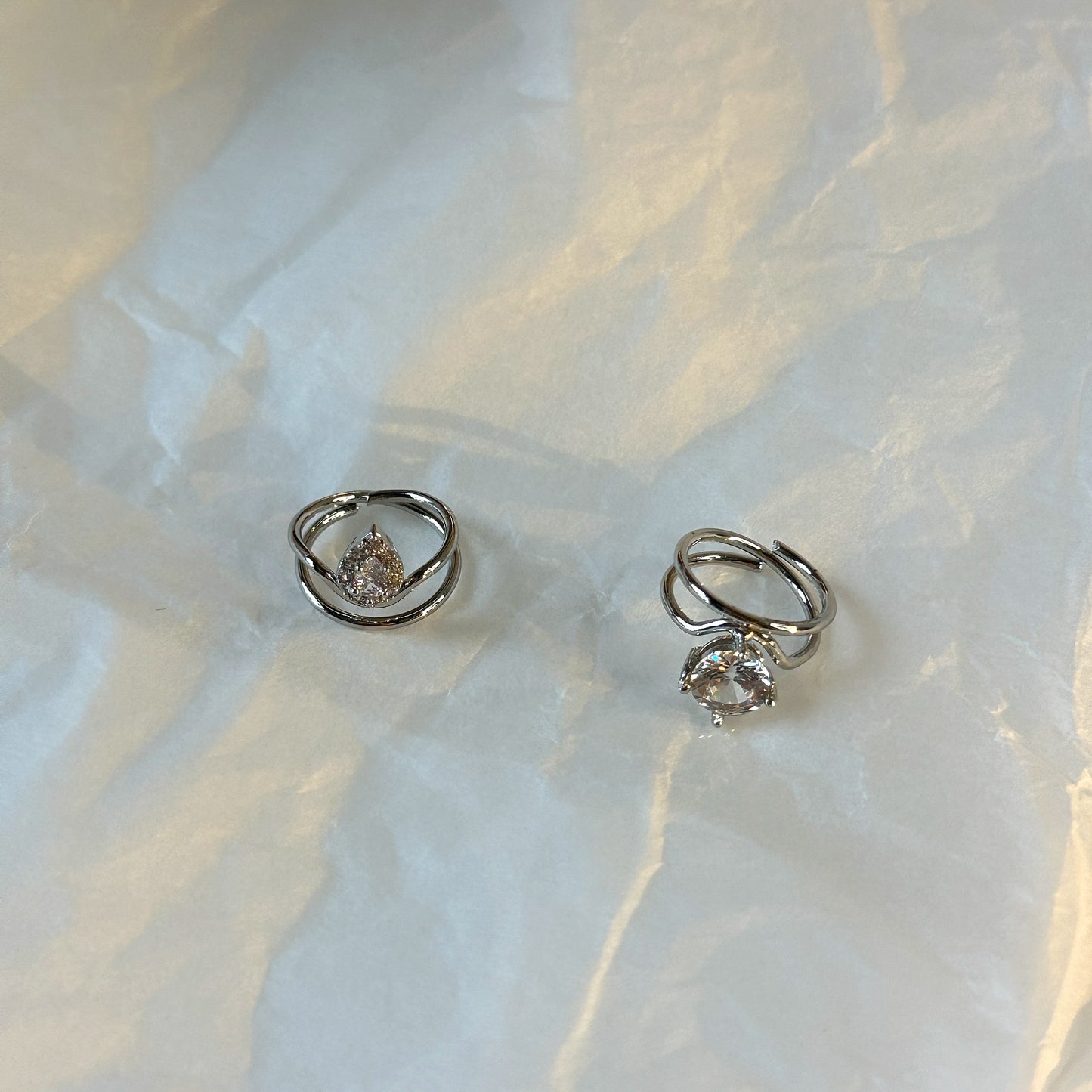 Double Silver Ring Sets with Diamond