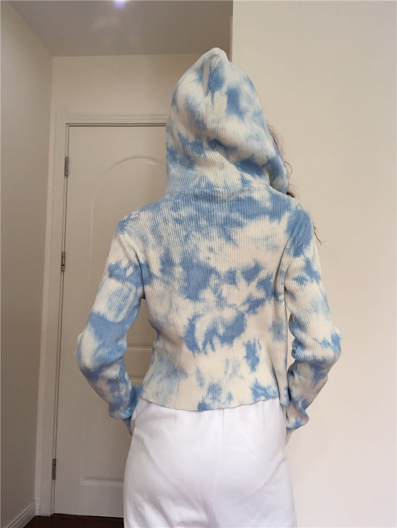 天蓝扎染针织毛衫Cloud Blue Hoodie