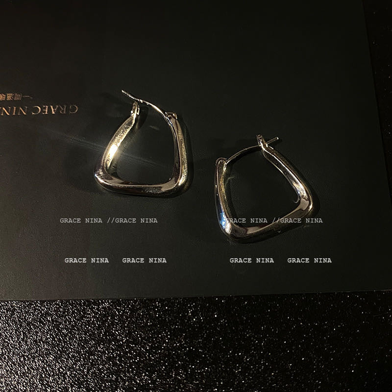 Silver Irregular ShapeHoop Earrings