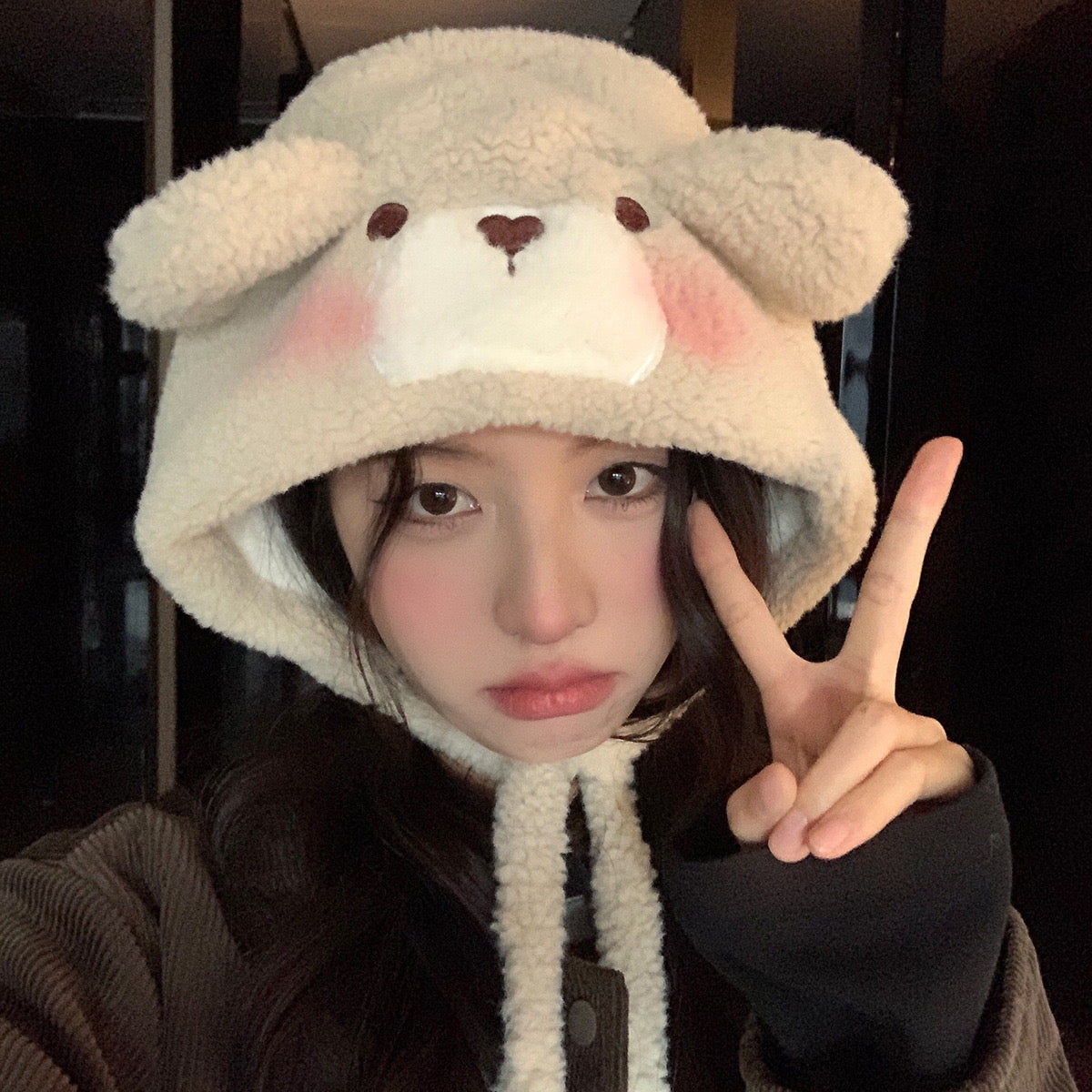 腮红小熊护耳帽Bear Hat