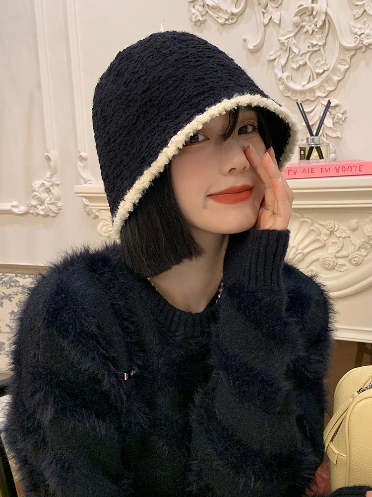 黑白撞色盆帽Textured Bucket Hat