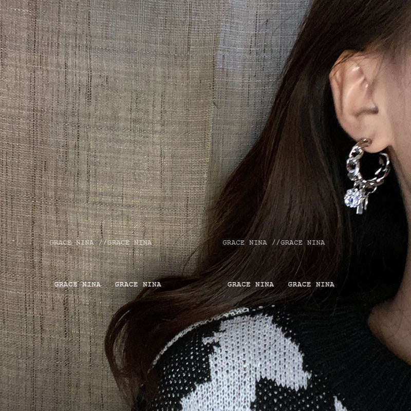 Silver C Hoop Earrings
