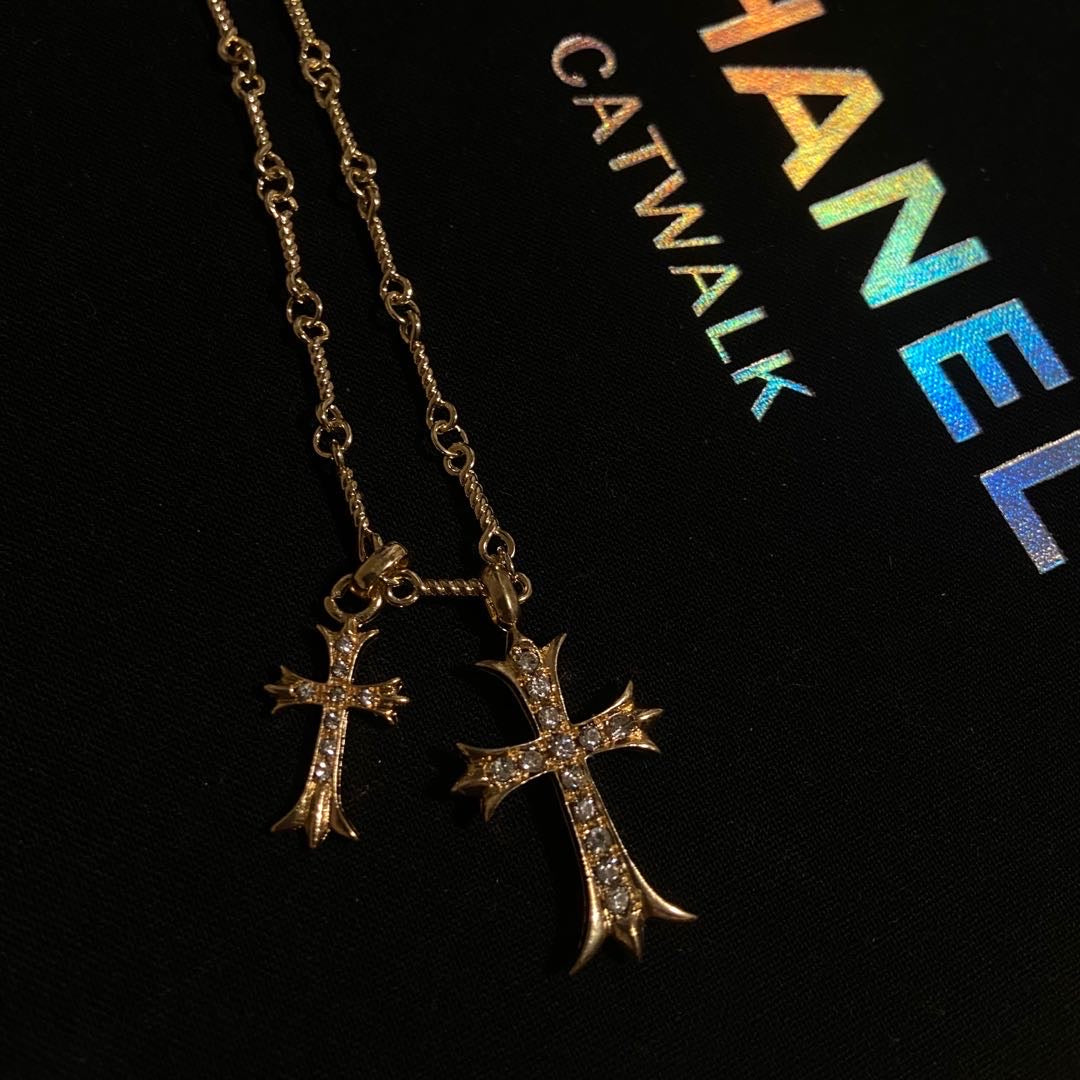 Gold Plated Link Chain Cross Necklace