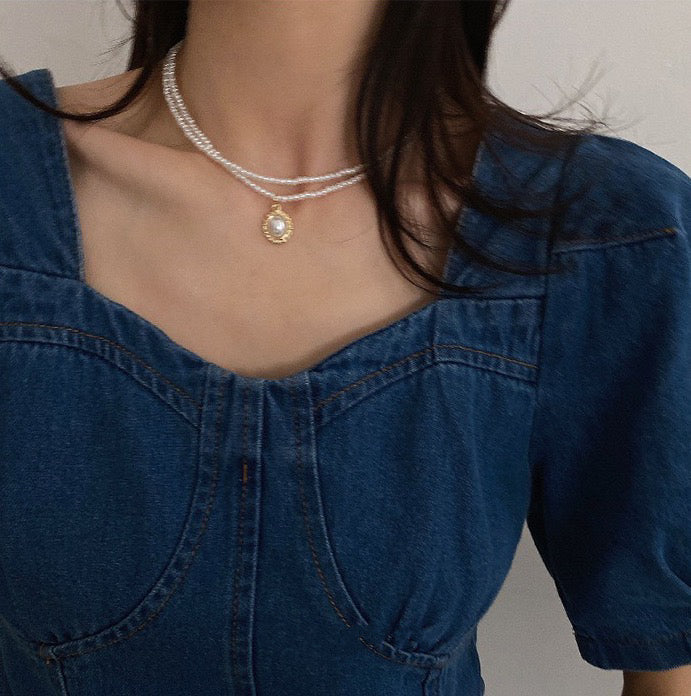 宫廷风双戴珍珠项链Pearl Double Chain Necklace