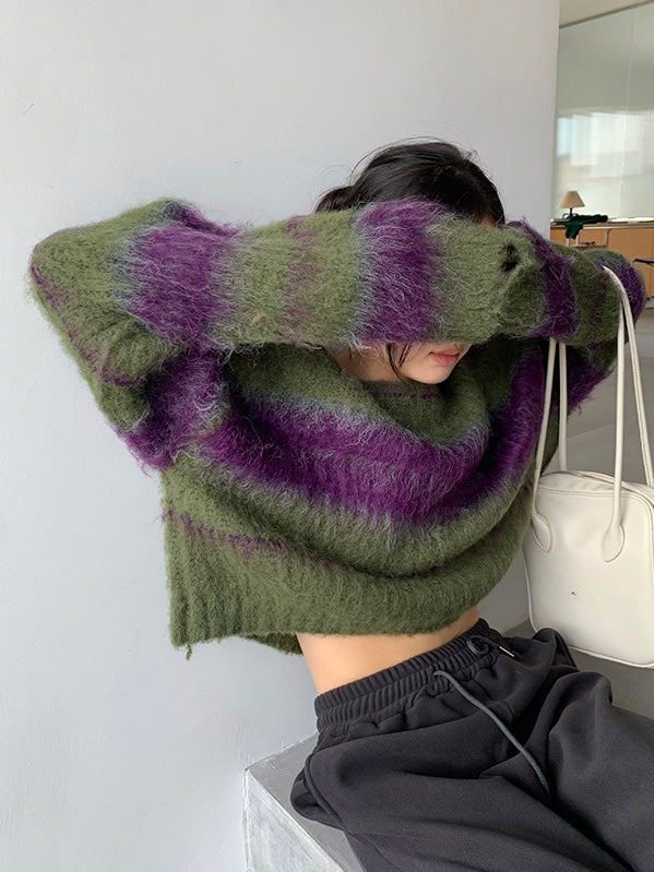 韩系撞色短款毛衣Unmatched Colour Sweater