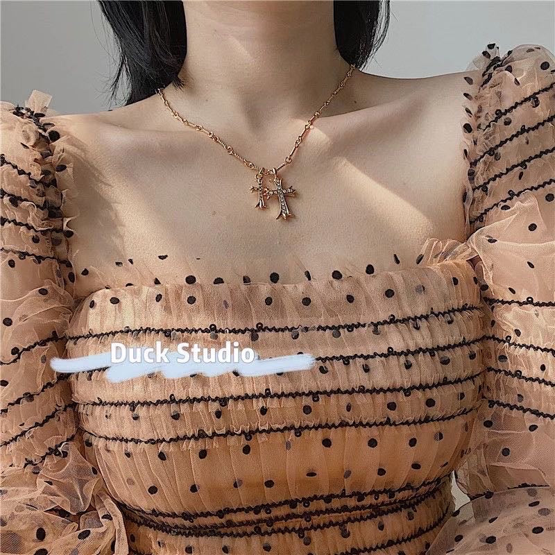 Gold Plated Link Chain Cross Necklace
