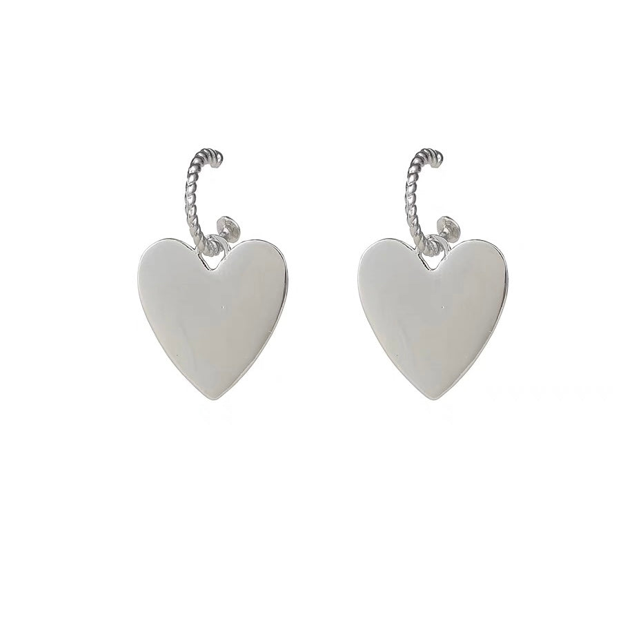 Silver Hoop Earrings with Removable Heart Pendant