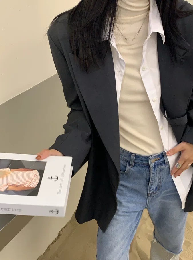 高领纯棉打底衫Essential High Neck Top