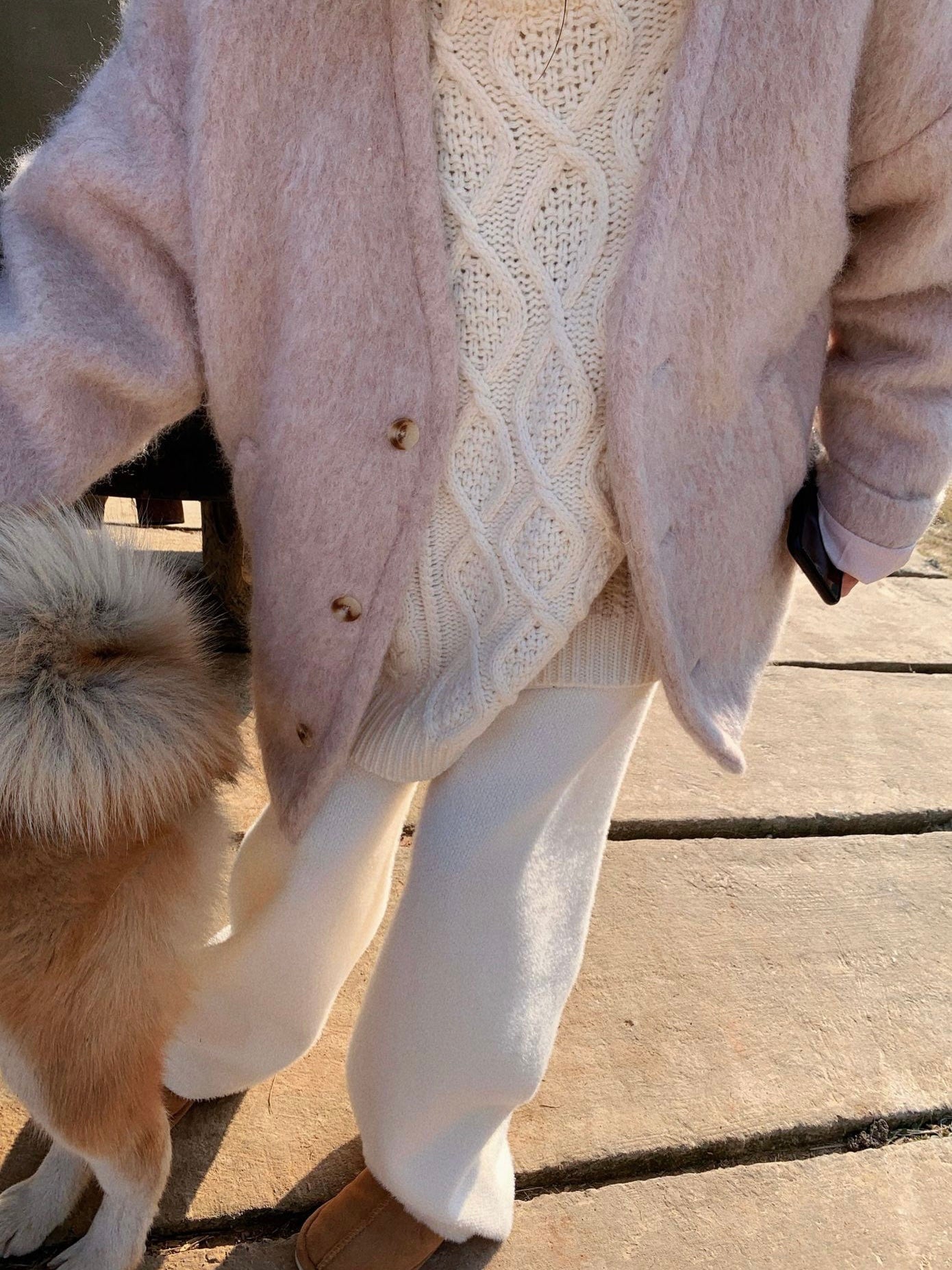 半价清仓/粉色v领廓形外套Blush Pink Wool Coatni