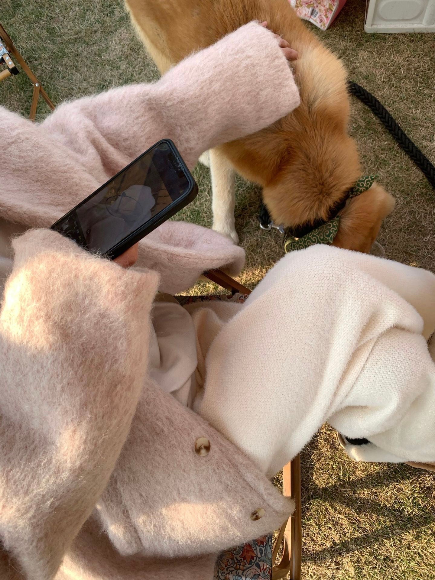 半价清仓/粉色v领廓形外套Blush Pink Wool Coatni