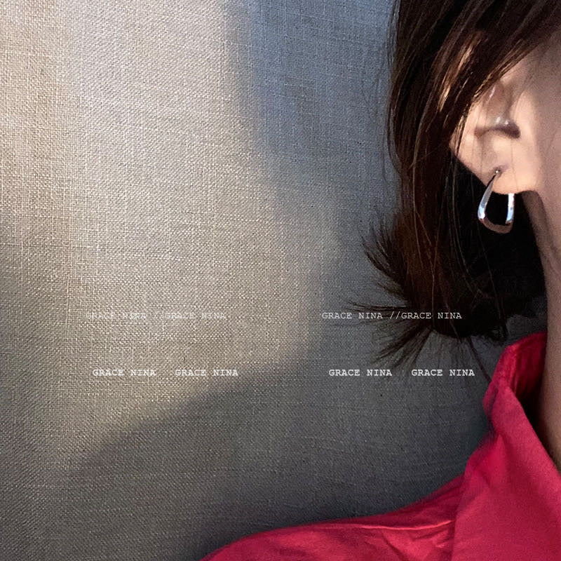 Silver Irregular ShapeHoop Earrings